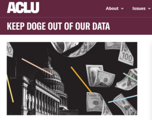 Screenshot of the ACLU webpage. ACL Keep Dodge Out of Our Data